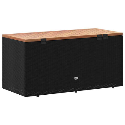 Contenitore Giardino Nero 110x50x54cm Polyrattan e Legno Acacia | homemem39