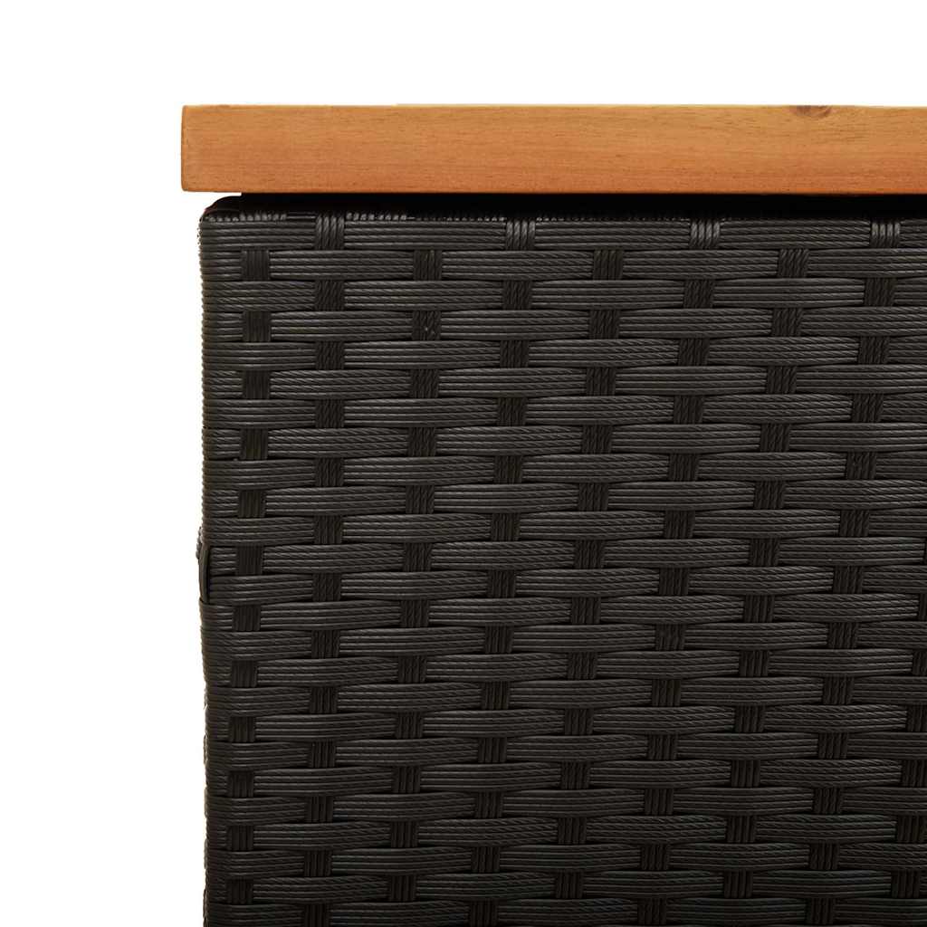 Contenitore Giardino Nero 110x50x54cm Polyrattan e Legno Acacia | homemem39