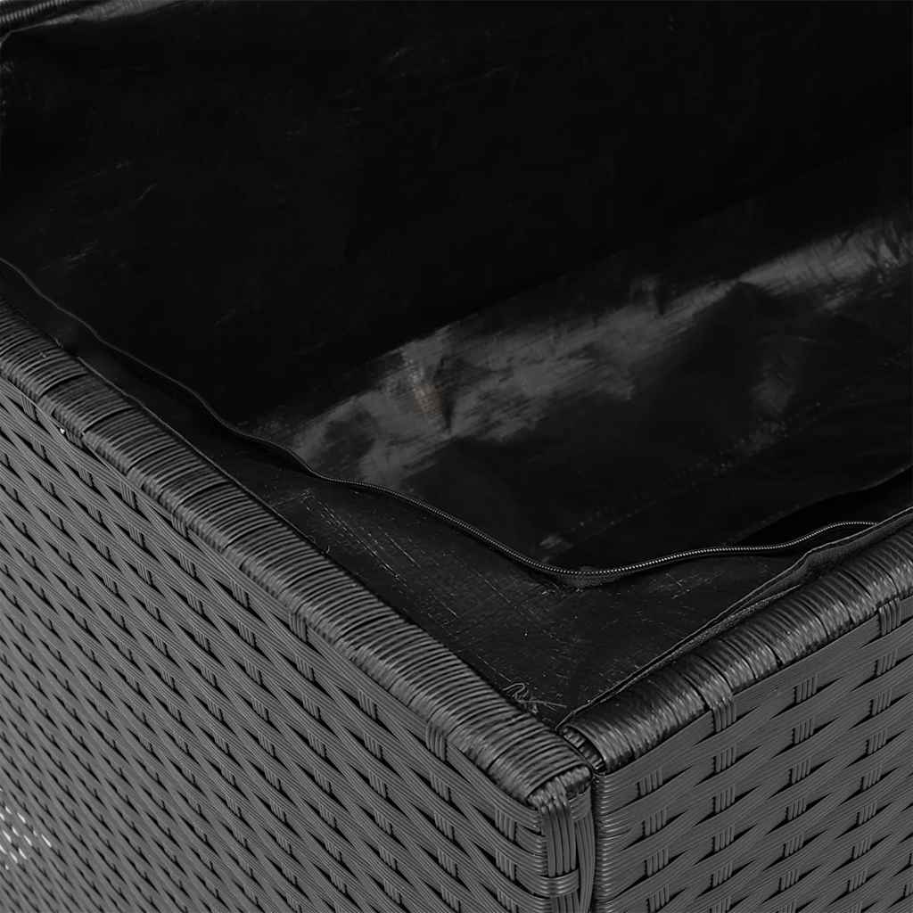 Contenitore Giardino Nero 110x50x54cm Polyrattan e Legno Acacia | homemem39