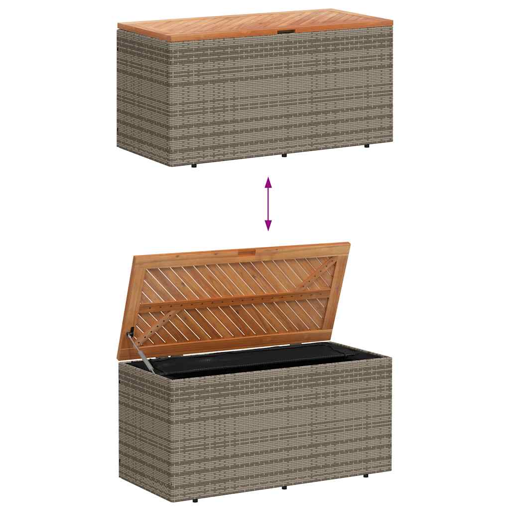 Contenitore Giardino Grigio 110x50x54cm Polyrattan Legno Acacia | homemem39