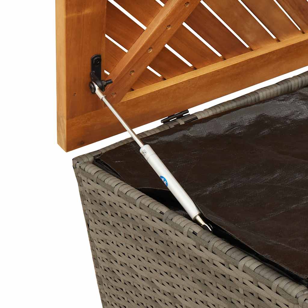 Contenitore Giardino Grigio 110x50x54cm Polyrattan Legno Acacia | homemem39