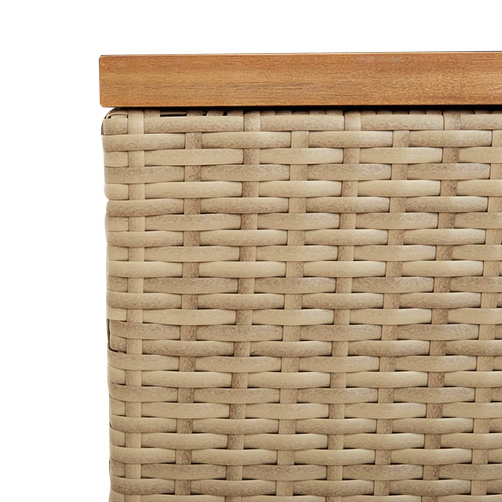 Contenitore da Giardino Beige 110x50x54 cm Polyrattan e Acacia - homemem39