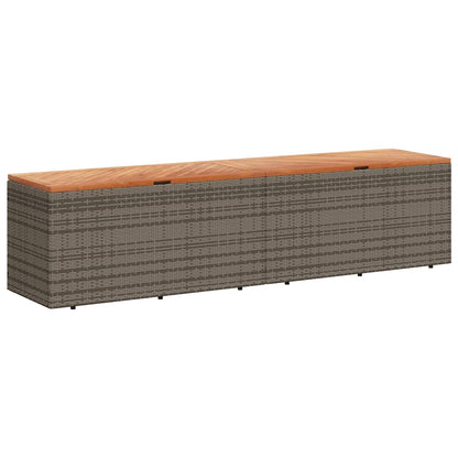 Contenitore Giardino Grigio 220x50x54cm Polyrattan Legno Acacia