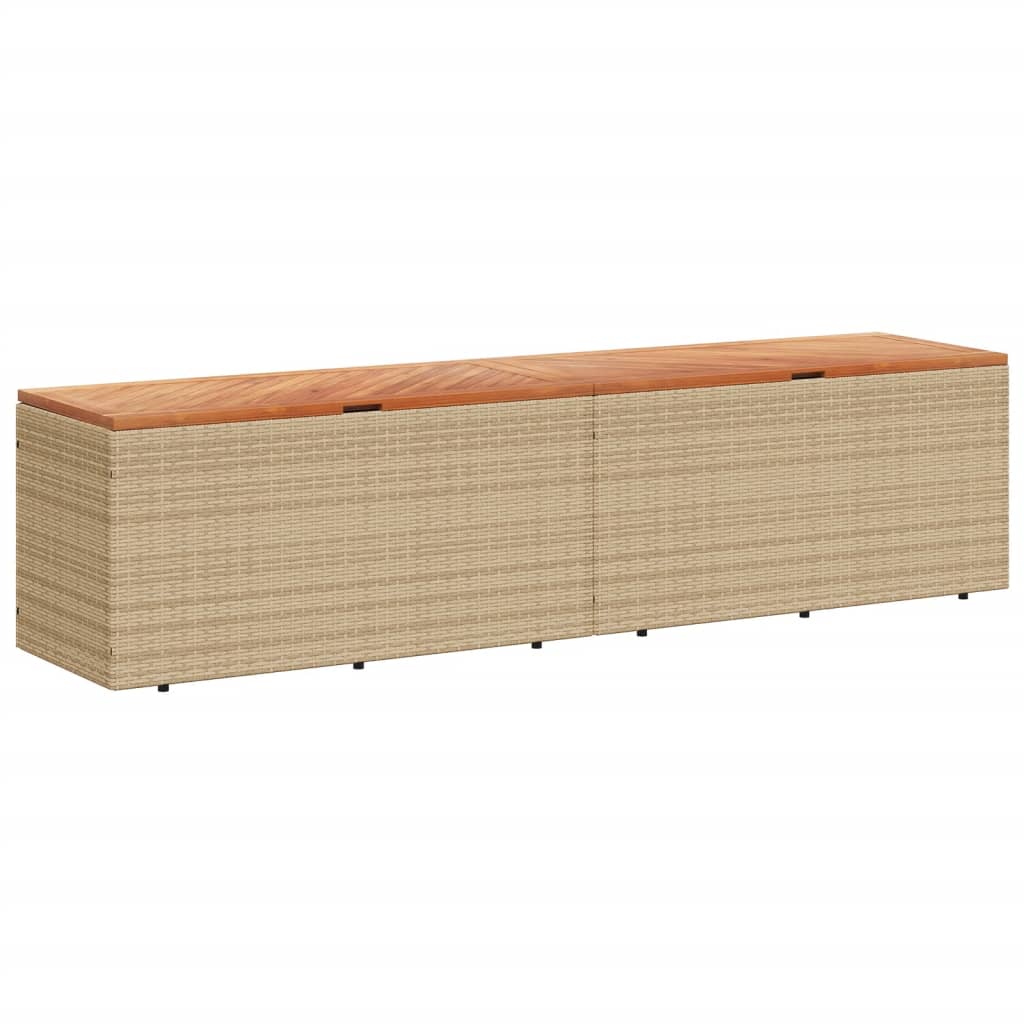 Contenitore da Giardino Beige 220x50x54 cm Polyrattan e Acacia - homemem39