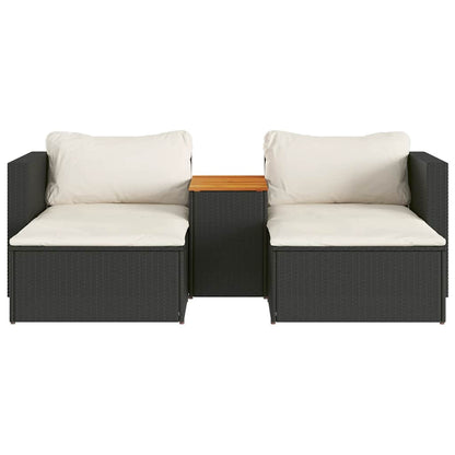 Set Divani da Giardino 5 pz con Cuscini Nero Polyrattan Acacia | homemem39