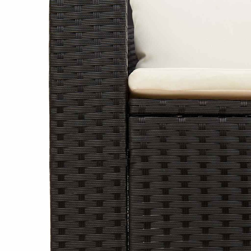 Set Divani da Giardino 5 pz con Cuscini Nero Polyrattan Acacia | homemem39