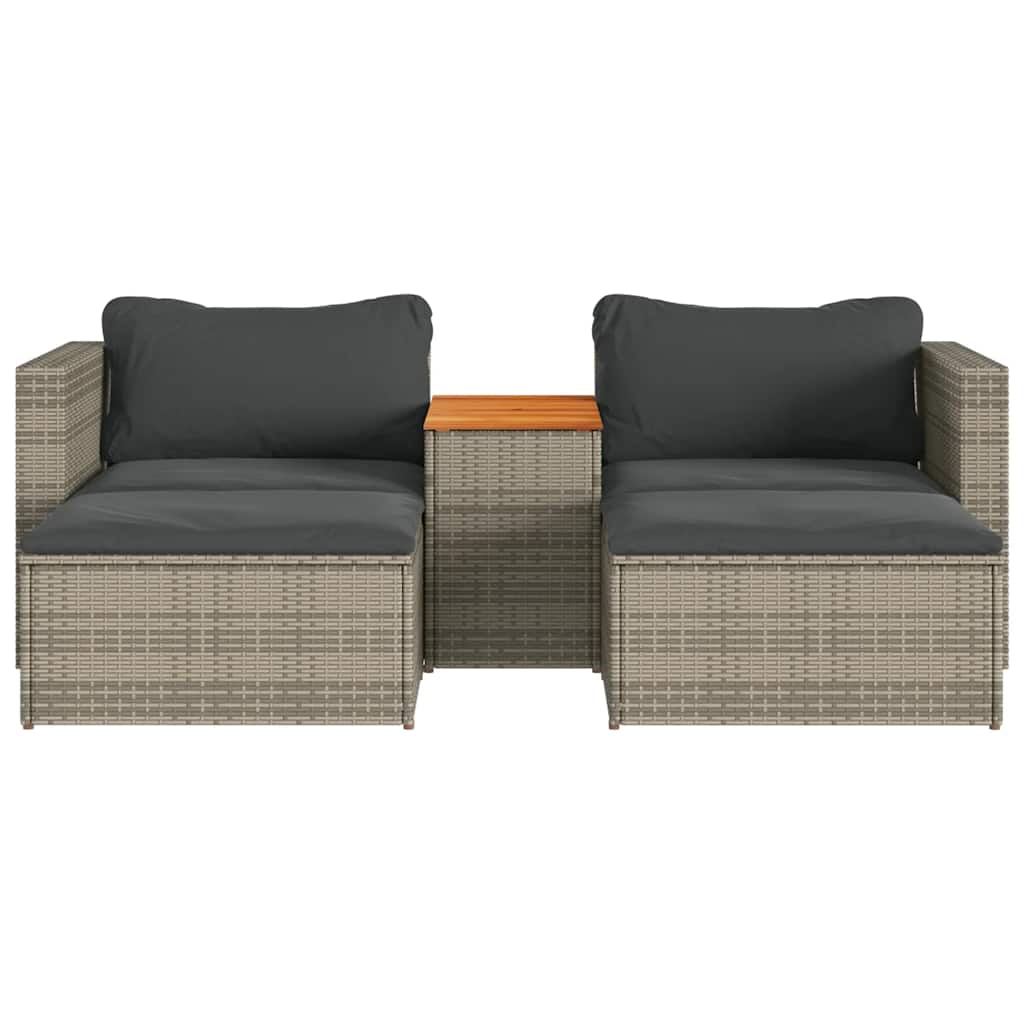 Set Divano Giardino 5 pz con Cuscini Grigio Polyrattan Acacia | homemem39