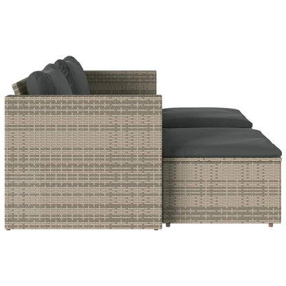 Set Divano Giardino 5 pz con Cuscini Grigio Polyrattan Acacia | homemem39