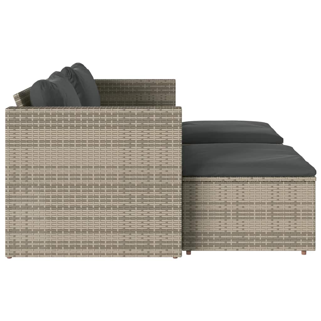 Set Divano Giardino 5 pz con Cuscini Grigio Polyrattan Acacia