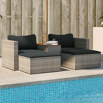 Set Divano Giardino 5 pz con Cuscini Grigio Polyrattan Acacia | homemem39