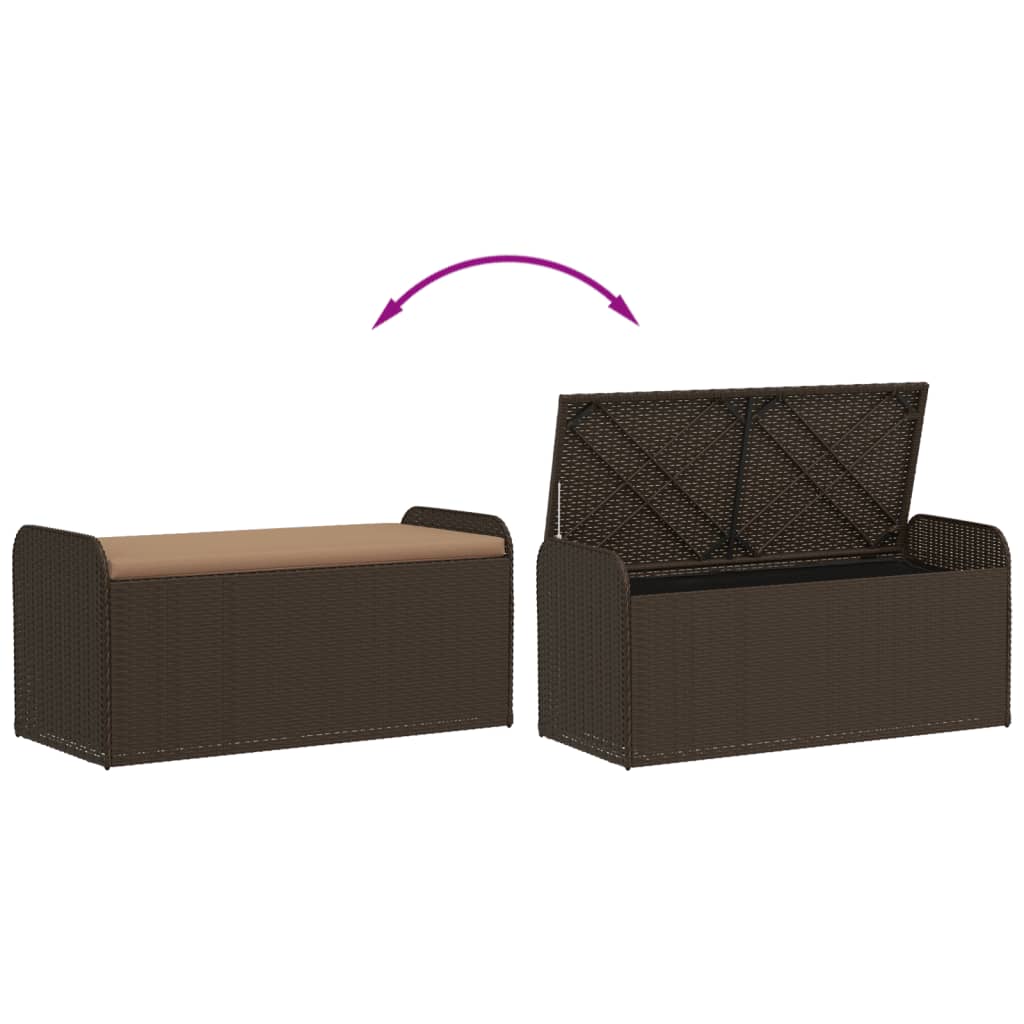 Cassapanca con Cuscino Marrone 115x51x52 cm in Polyrattan | homemem39