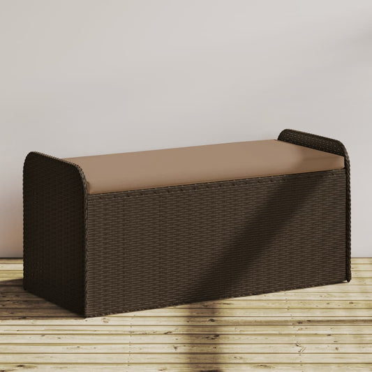 Cassapanca con Cuscino Marrone 115x51x52 cm in Polyrattan | homemem39
