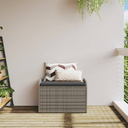 Cassapanca con Cuscino Grigia 80x51x52 cm in Polyrattan | homemem39
