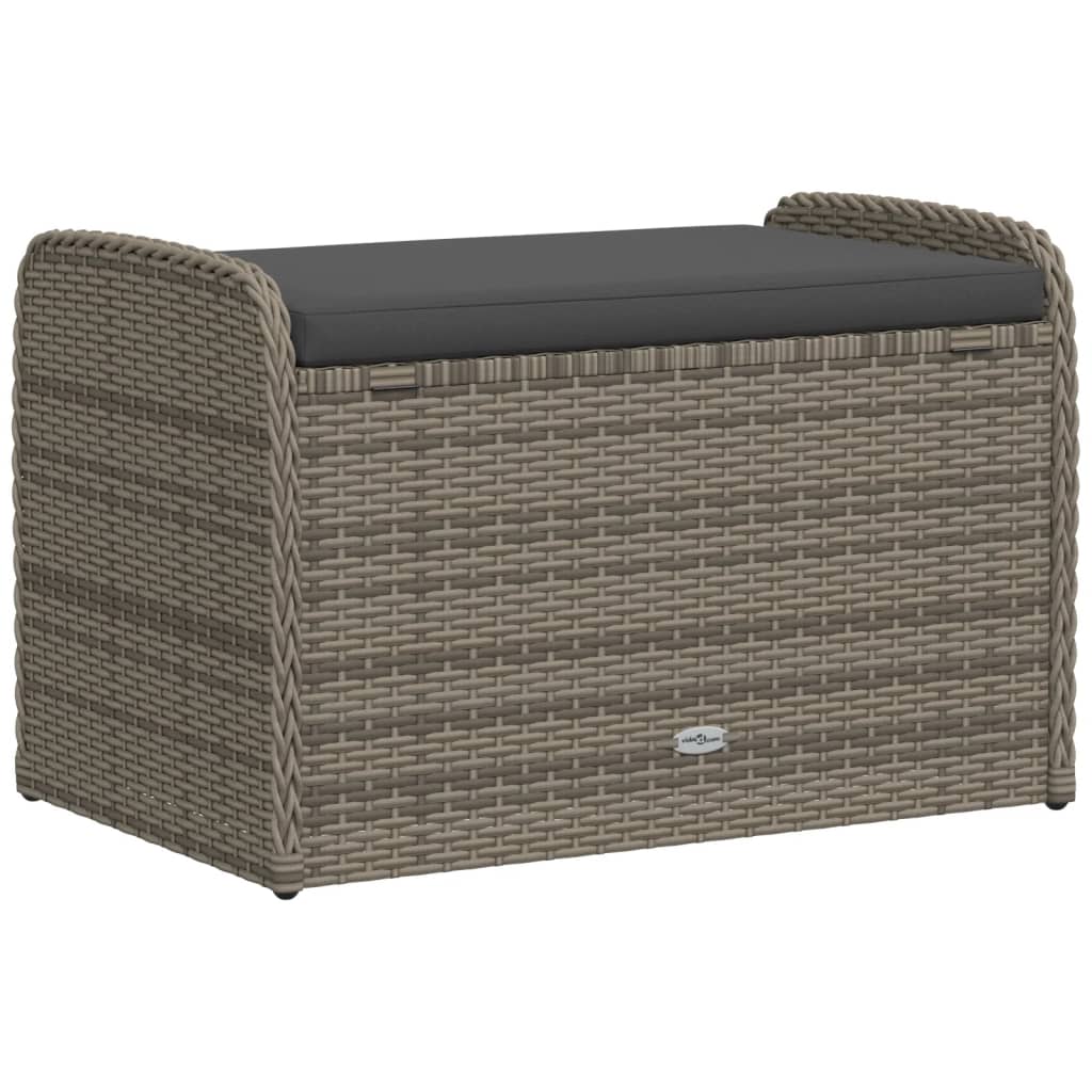 Cassapanca con Cuscino Grigia 80x51x52 cm in Polyrattan | homemem39
