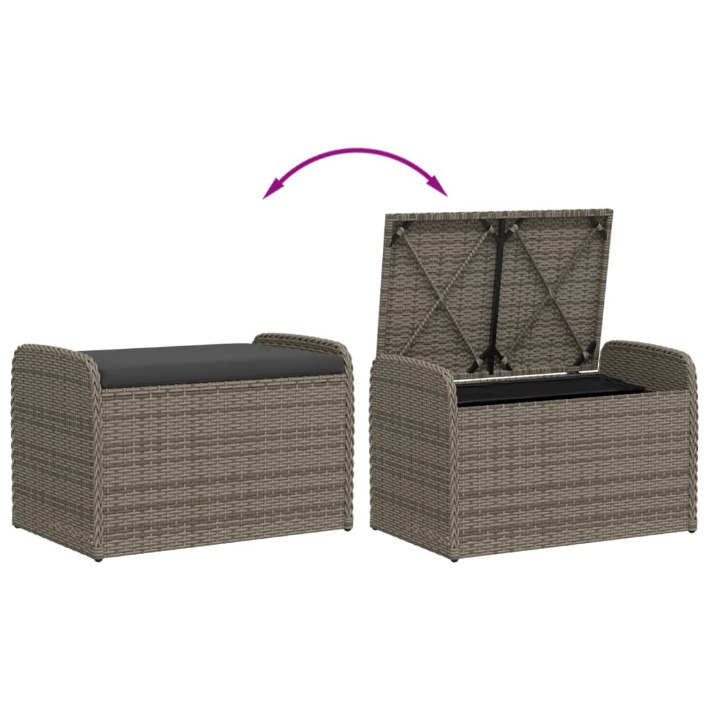 Cassapanca con Cuscino Grigia 80x51x52 cm in Polyrattan | homemem39