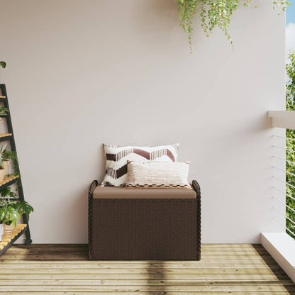 Cassapanca con Cuscino Marrone 80x51x52 cm in Polyrattan | homemem39