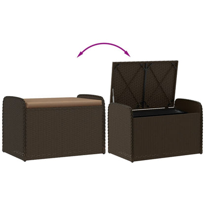 Cassapanca con Cuscino Marrone 80x51x52 cm in Polyrattan | homemem39
