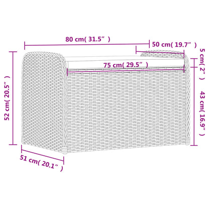 Cassapanca con Cuscino Marrone 80x51x52 cm in Polyrattan | homemem39