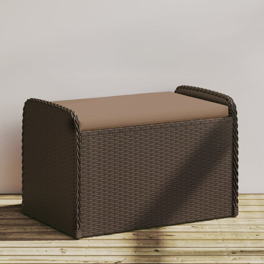 Cassapanca con Cuscino Marrone 80x51x52 cm in Polyrattan | homemem39