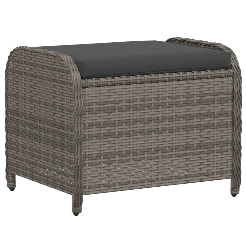 Sgabello Giardino con Cuscino Grigio 58x46x46 cm in Polyrattan | homemem39