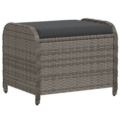 Sgabello Giardino con Cuscino Grigio 58x46x46 cm in Polyrattan | homemem39