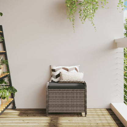 Sgabello Giardino con Cuscino Grigio 58x46x46 cm in Polyrattan | homemem39