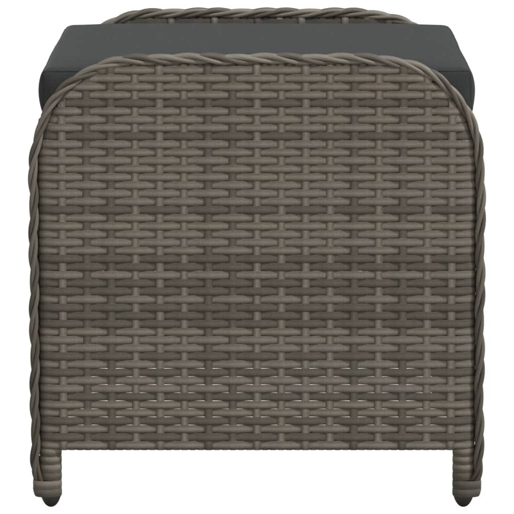 Sgabello Giardino con Cuscino Grigio 58x46x46 cm in Polyrattan | homemem39