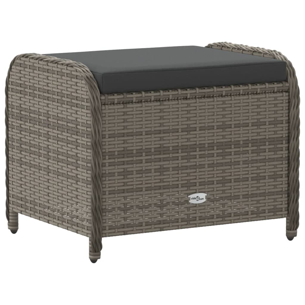 Sgabello Giardino con Cuscino Grigio 58x46x46 cm in Polyrattan | homemem39
