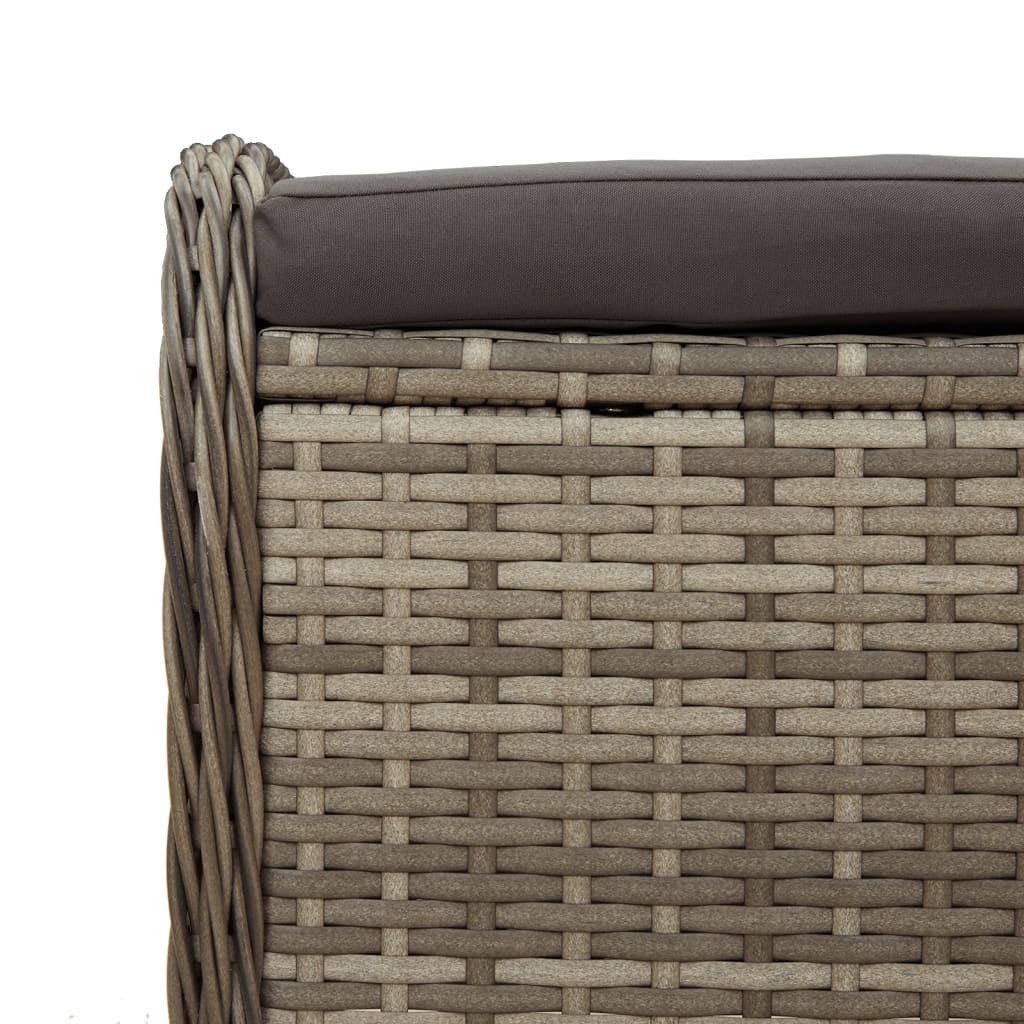 Sgabello Giardino con Cuscino Grigio 58x46x46 cm in Polyrattan | homemem39