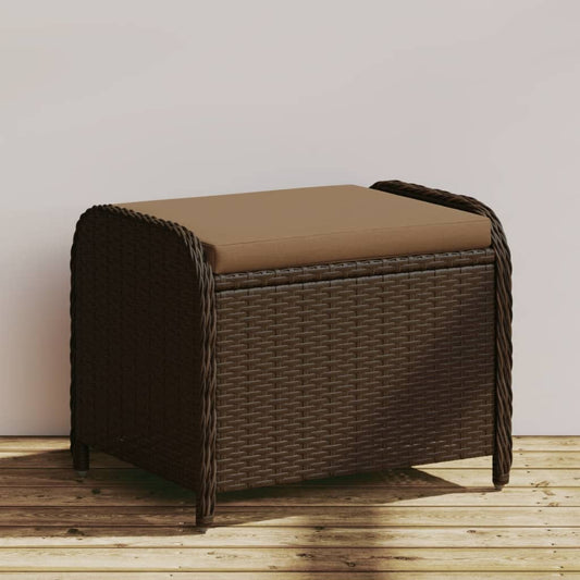 Sgabello Giardino con Cuscino Marrone 58x46x46 cm in Polyrattan - homemem39