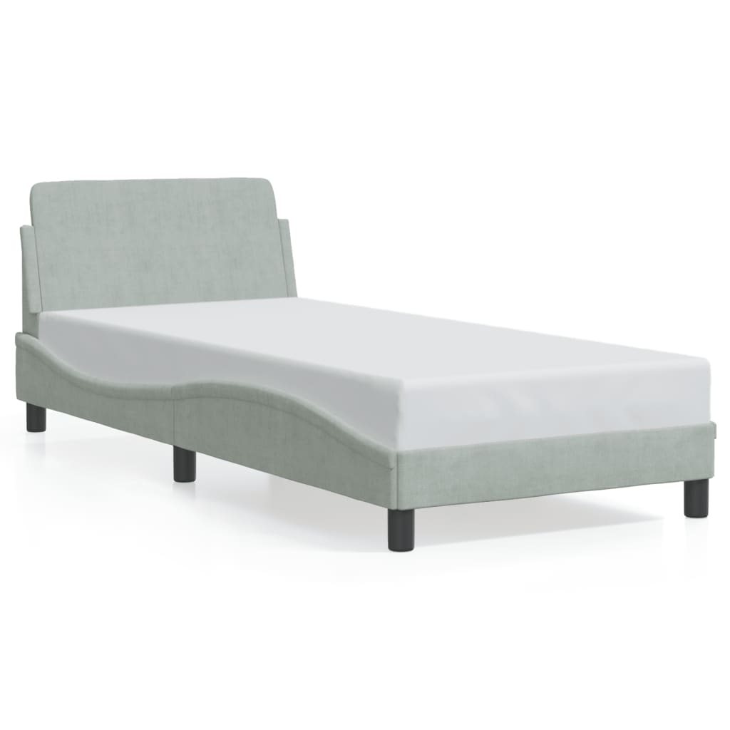 Giroletto senza Materasso Grigio Chiaro 90x200 cm Velluto - homemem39