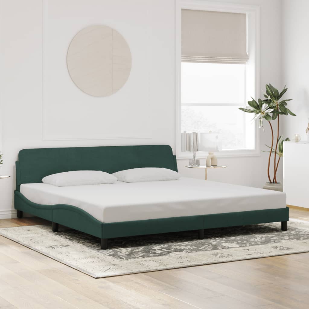 Giroletto senza Materasso Verde Scuro 200x200 cm in Velluto - homemem39