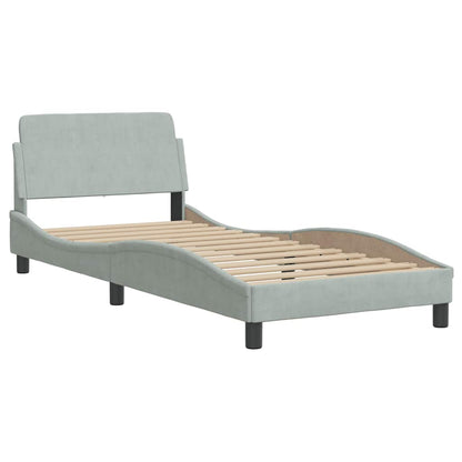 Struttura letto Dover Grigio Chiaro 90x190 cm in Velluto | homemem39