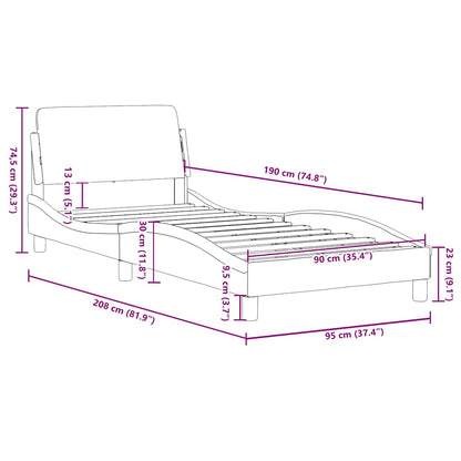 Struttura letto Dover Grigio Chiaro 90x190 cm in Velluto | homemem39