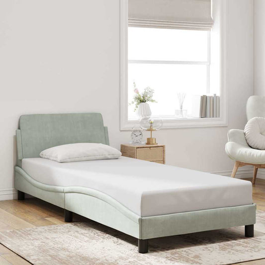 Struttura letto Dover Grigio Chiaro 90x190 cm in Velluto | homemem39