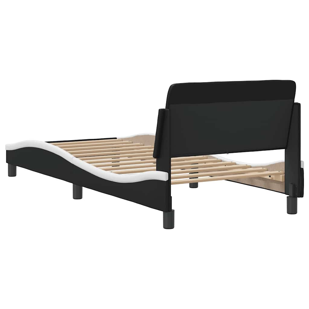 Struttura letto Dover in Similpelle Bianca e Nera 90x190 cm | homemem39