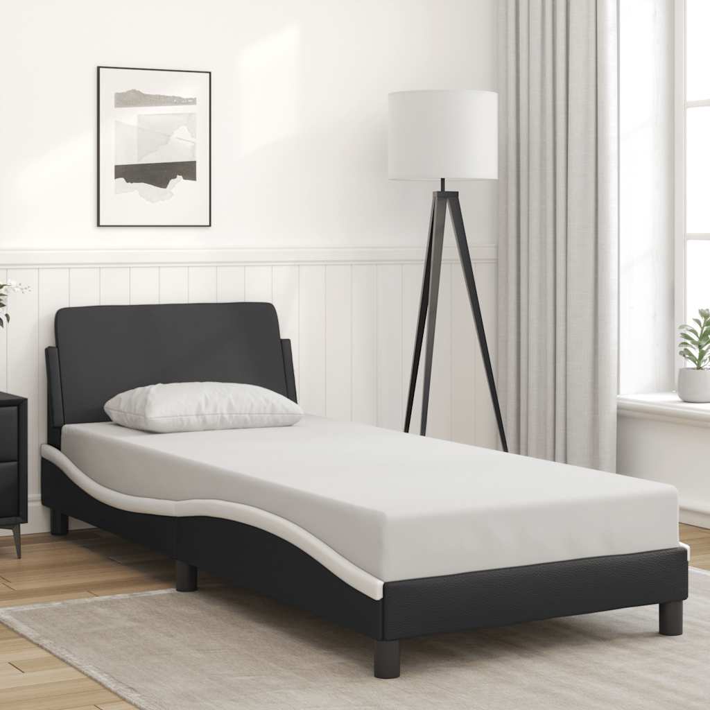Struttura letto Dover in Similpelle Bianca e Nera 90x190 cm | homemem39