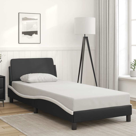 Struttura letto Dover in Similpelle Bianca e Nera 90x190 cm | homemem39