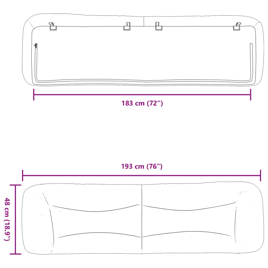 Cuscino Testiera Hvar Grigio Scuro 183 cm in Tessuto | homemem39