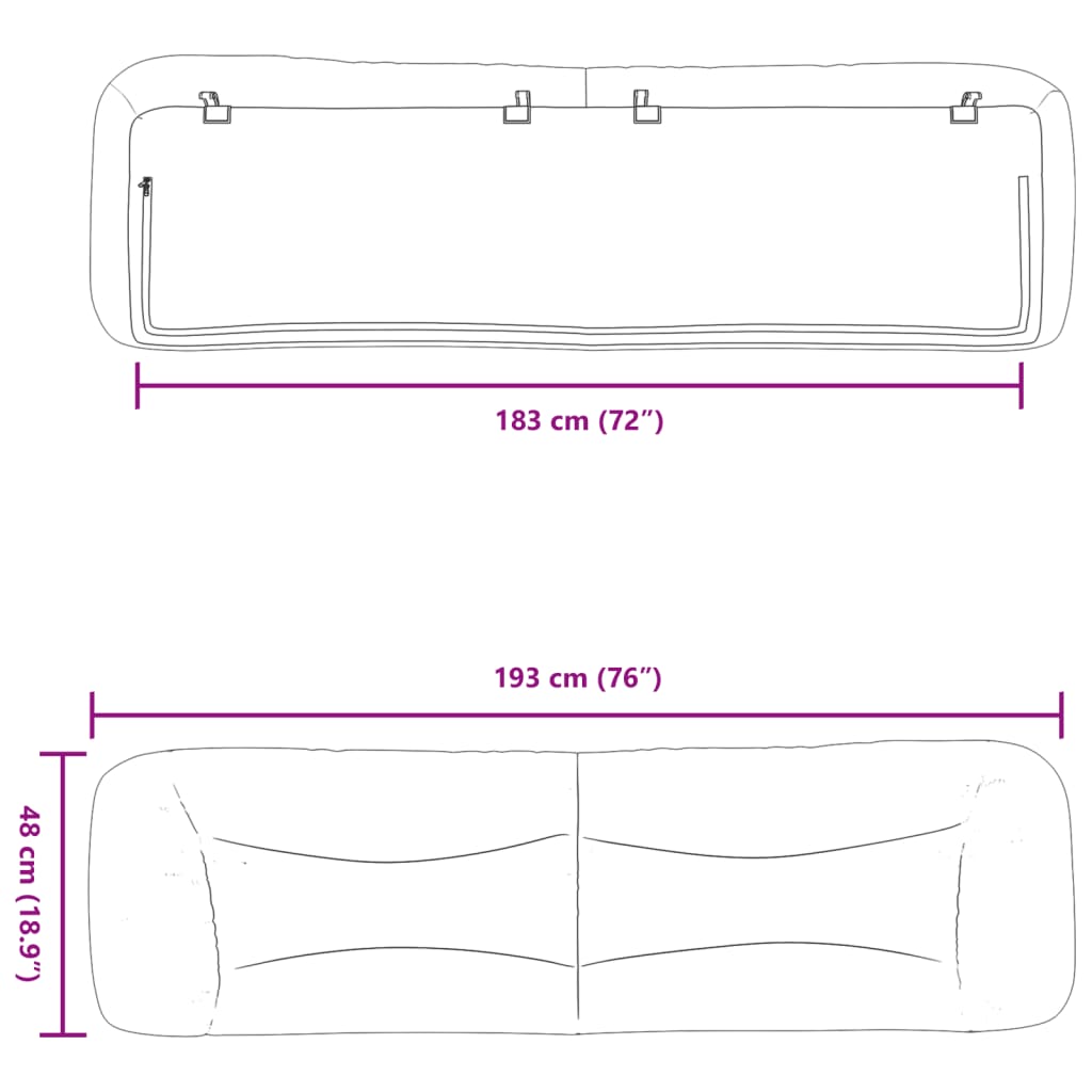 Cuscino Testiera Hvar Bianco 183 cm in Similpelle