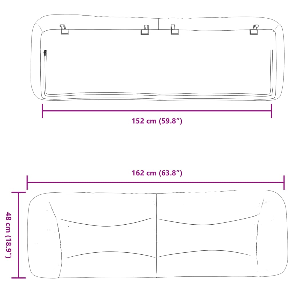 Cuscino Testiera Hvar Bianco 152 cm in Similpelle