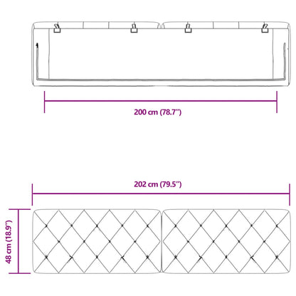 Cuscino Testiera Grigio Chiaro 200 cm in Velluto