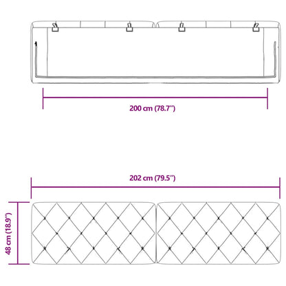 Cuscino Testiera Grigio Scuro 200 cm in Velluto
