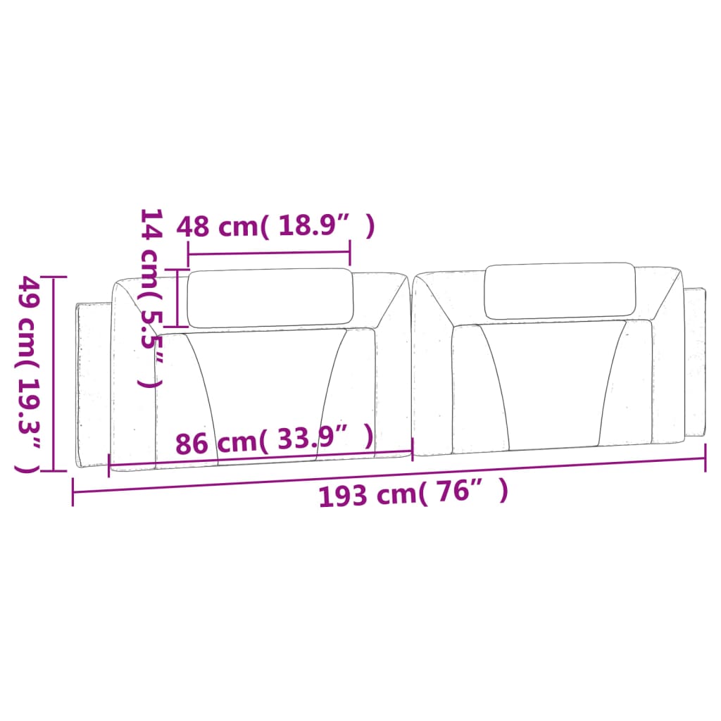 Cuscino Testiera Viana Nero e Bianco 193 cm in Similpelle | homemem39