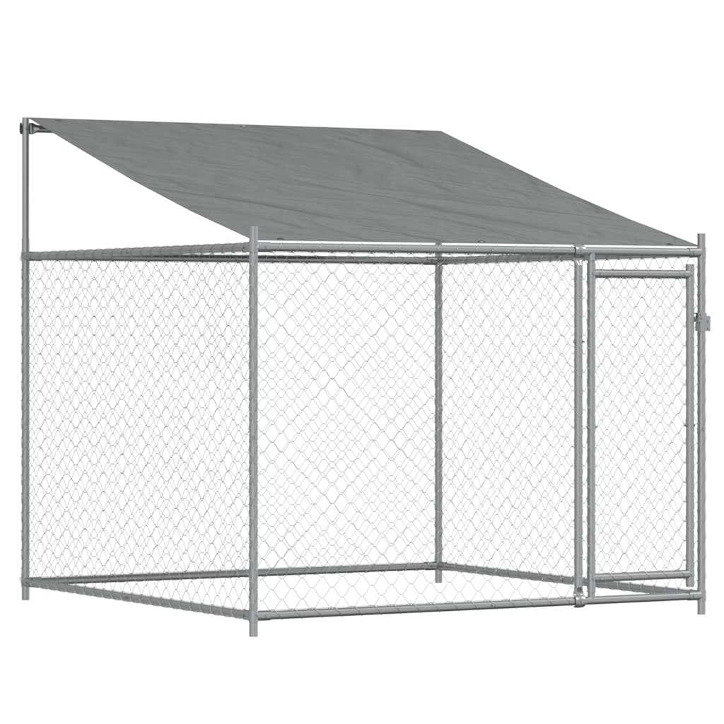 Gabbia Cani con Tetto e Porte Grigia 4x2x2 m in Acciaio Zincato | homemem39