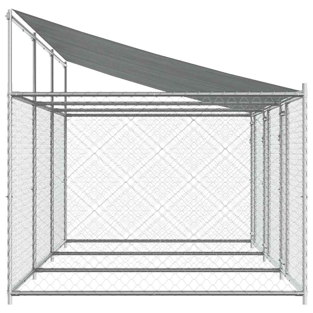 Gabbia Cani con Tetto e Porte Grigia 6x2x2 m in Acciaio Zincato | homemem39