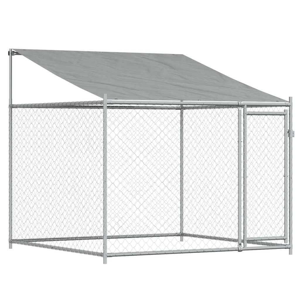 Gabbia Cani con Tetto e Porte Grigia 6x2x2 m in Acciaio Zincato | homemem39