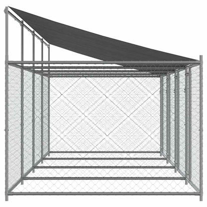 Gabbia Cani con Tetto e Porte Grigia 8x2x2 m in Acciaio Zincato | homemem39
