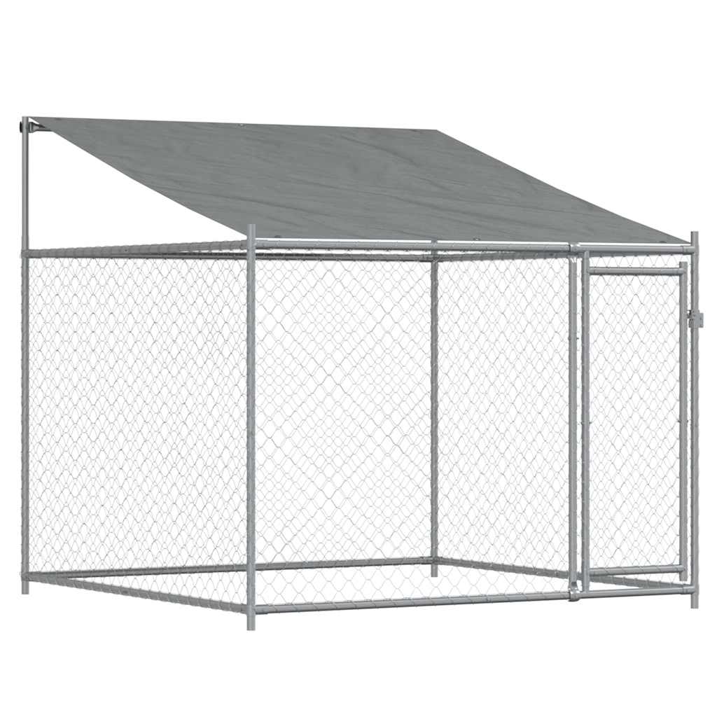 Gabbia Cani con Tetto e Porte Grigia 8x2x2 m in Acciaio Zincato | homemem39