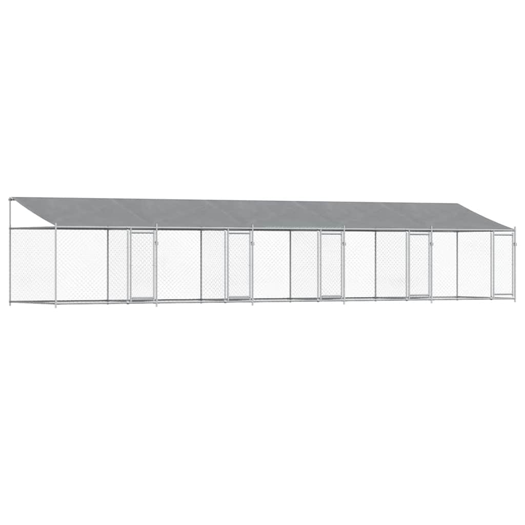 Gabbia Cani con Tetto e Porte Grigia 10x2x2 m Acciaio Zincato | homemem39